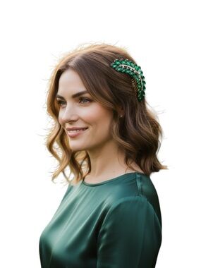 “Emerald Crystal Hair Comb ✨ Bridal Prom Luxe Statement Headpiece Green Gold”